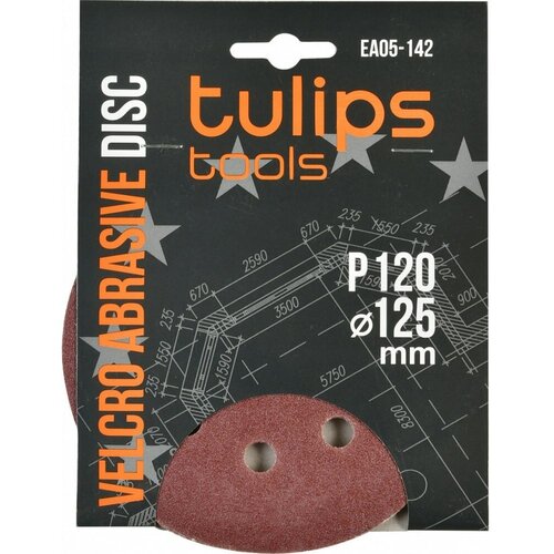 Диск шлифовальный с липучкой (5 шт; 125 мм; P120) Tulips tools EA05-142 диск шлифовальный с липучкой 5 шт 125 мм p120 tulips tools ea05 142