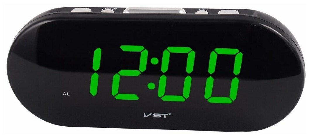 Настольные электронные часы Lemon Tree VST-715-2 (Черный с зелеными цифрами)