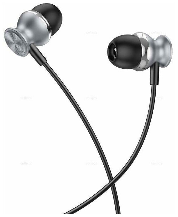 Наушники M106 Fountain metal universal earphones HOCO вакуумные серебро