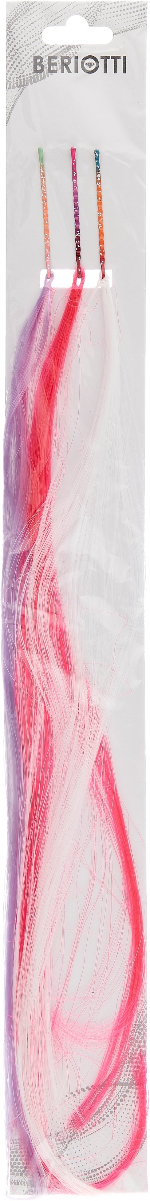 Цветные пряди волос BERIOTTI, на невидимках, длина 25-28см, ПВХ, 3 цвета