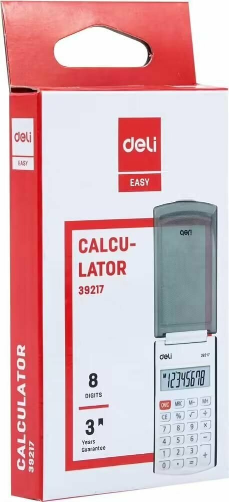 Калькулятор карманный Deli, 8-разр., LCD-диспл.,питание от батарейки,синий - фотография № 5