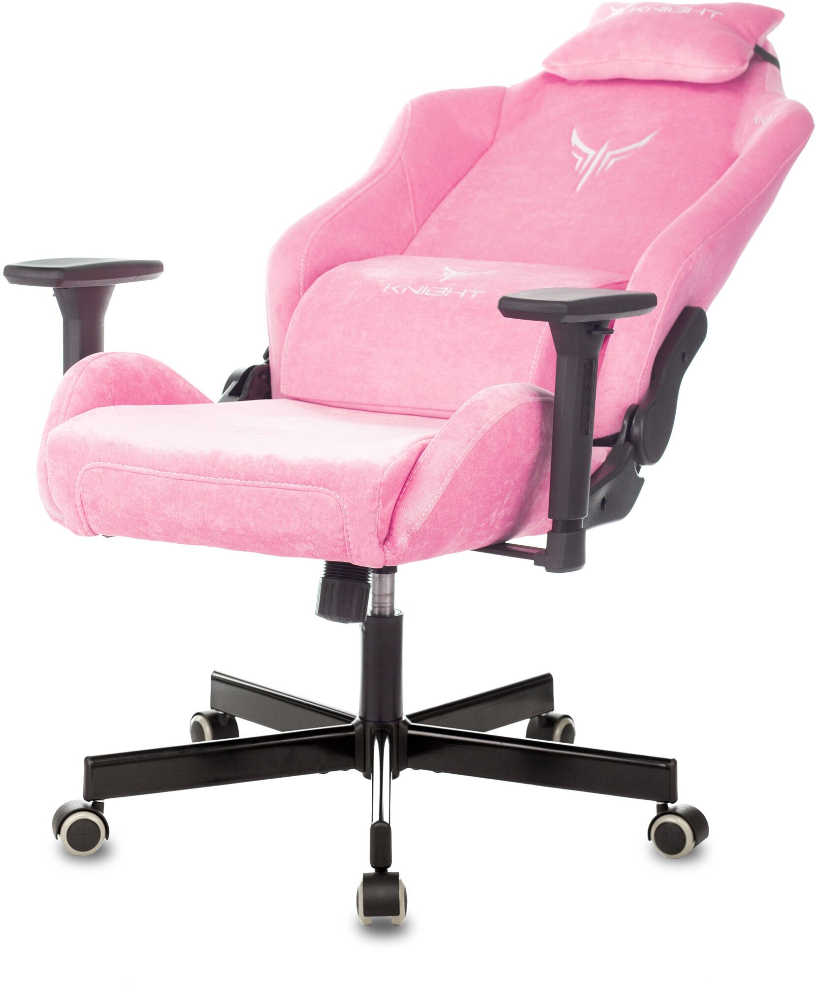 Кресло игровое Knight N1 Fabric розовый Velvet 36 с подголов. крестовина металл KNIGHT N1 PINK - фотография № 3