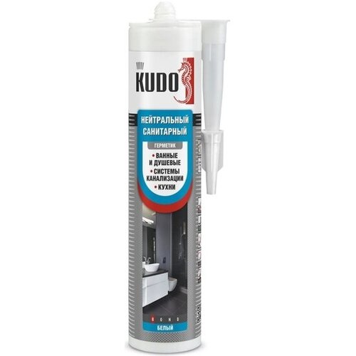 Герметик силиконовый нейтральный санитарный Kudo KSK 131, 280 мл, белый нейтральный санитарный герметик kudo ksk 131