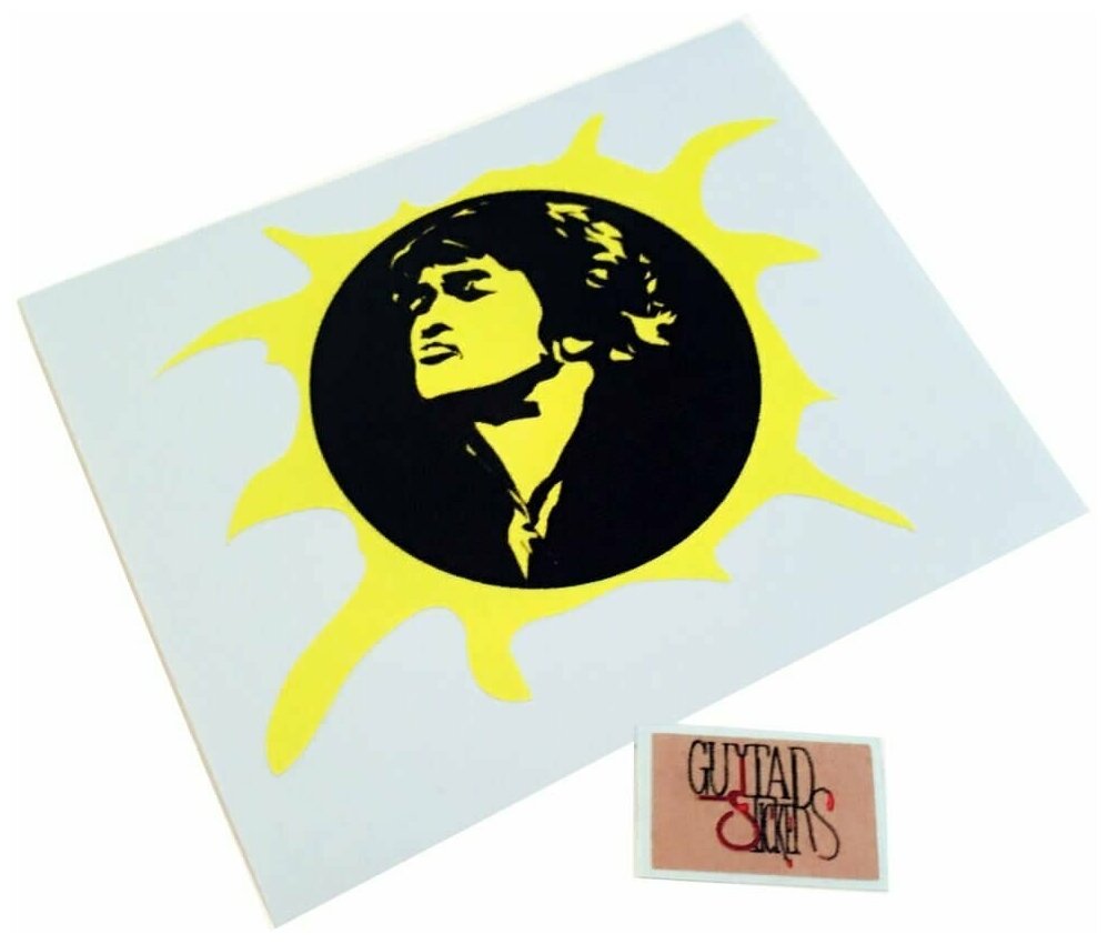 Наклейка виниловая "Солнце Цоя" на гитару ноутбук ежедневник