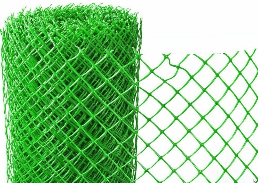Сетка садовая, заборная, пластиковая, ячейка 25х25мм, ширина 1000мм, длина 10м. Цвет зеленый