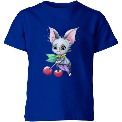 Детская футболка «Мышка с вишней» (164, синий)