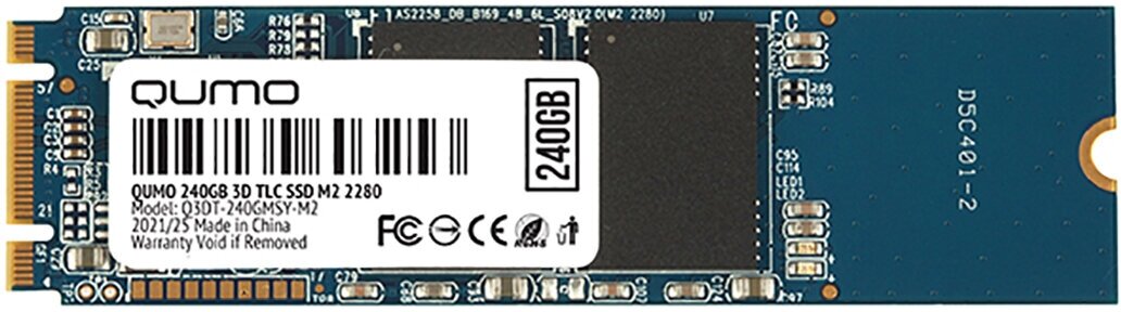 Внутренний SSD-накопитель Qumo Novation 240GB, M.2 2280, SATA-III, 3D TLC, Черный Q3DT-240GMSY-M2 OEM