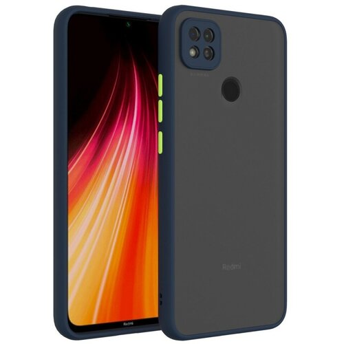 Накладка пластиковая матовая для Xiaomi Redmi 9C / Xiaomi Redmi 10A с силиконовой окантовкой синяя