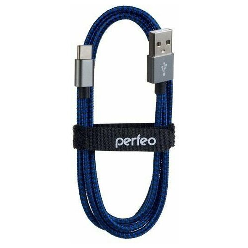 Кабель PERFEO USB2.0 A вилка - USB Type-C вилка черно-синий длина 3 м. U4904 30 010 761 16088656
