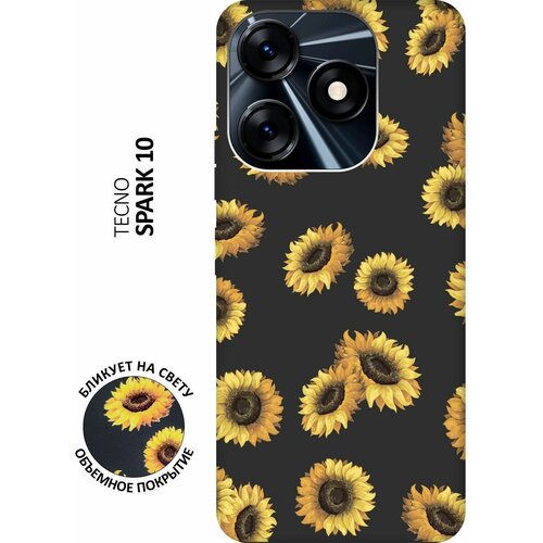 Матовый чехол Sunflowers для Tecno Spark 10 / Техно Спарк 10 с 3D эффектом черный матовый чехол gerberas для tecno spark 10 техно спарк 10 с 3d эффектом черный