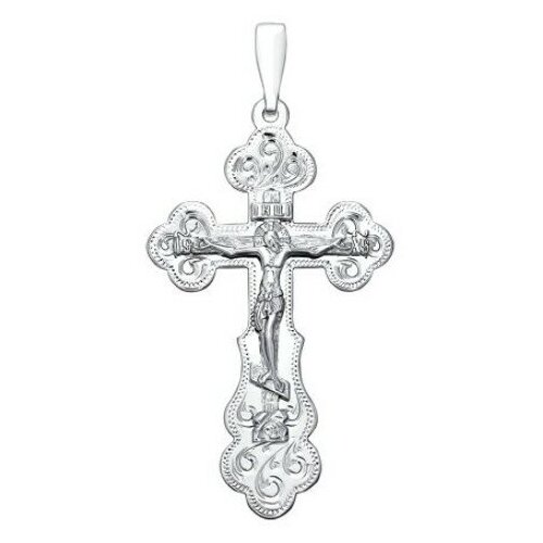 Крестик крест из серебра 94120036, серебро, 925 проба, родирование