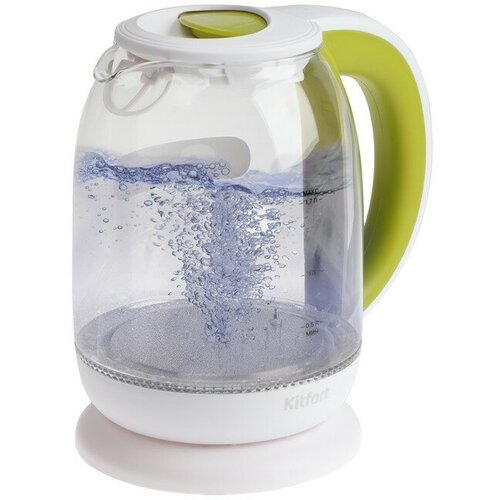 Чайник электрический Kitfort KT-6140-2 стекло 17 л 2200 Вт подсветка бело-салатовый 476100₽