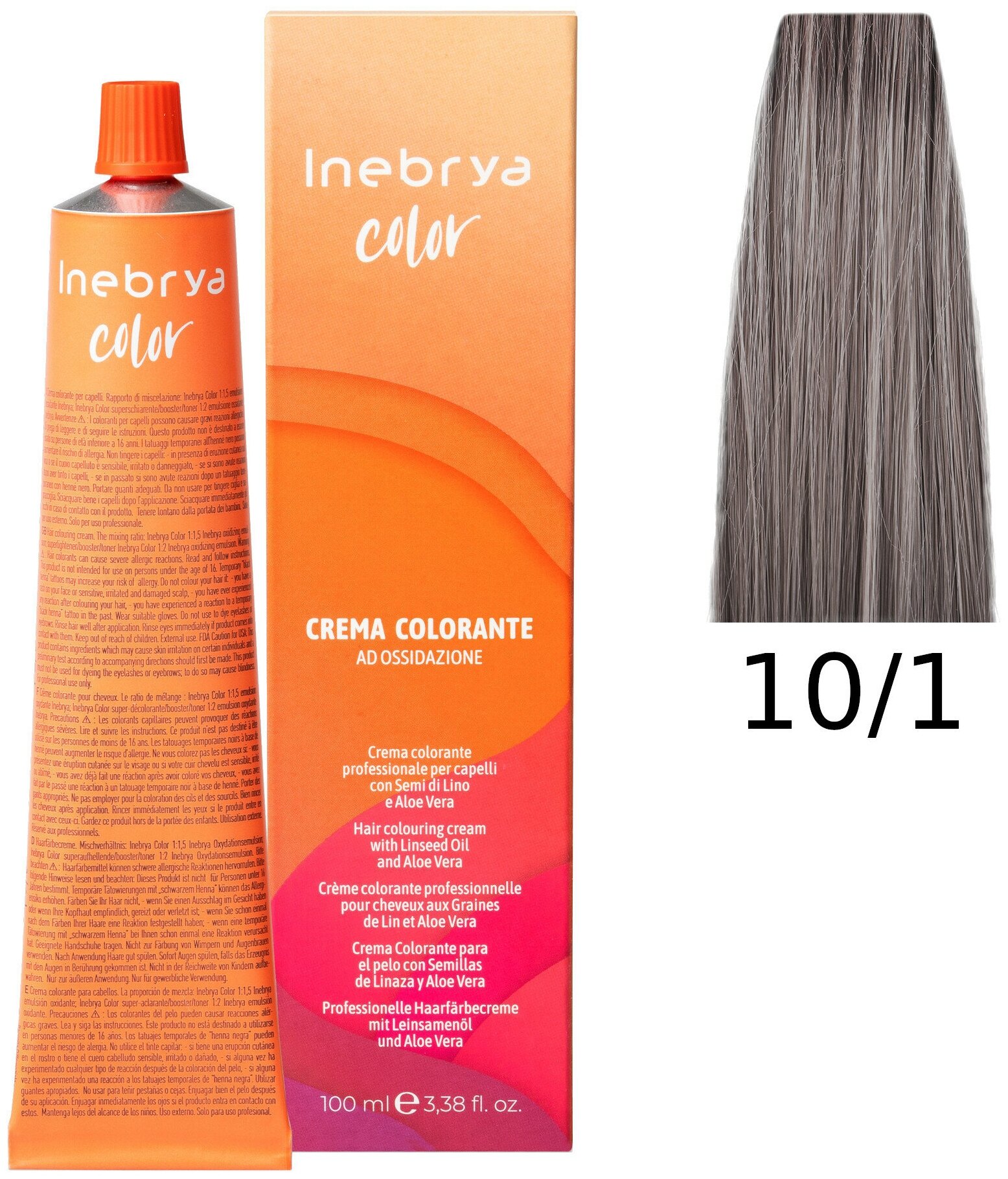 Крем-краска Inebrya Color Professional 10/1 Яркий блонд Пепельный 100 мл