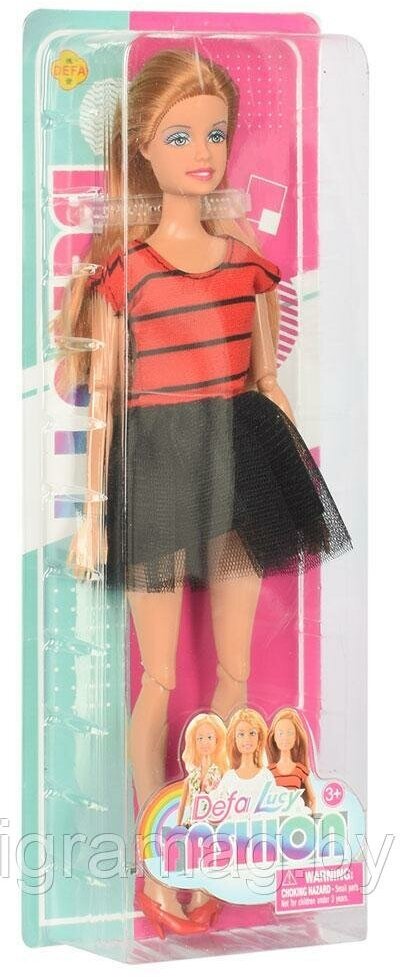 Кукла Defa Lucy Модная девушка, в розово-белом полосатом платье, 28см - фотография № 10