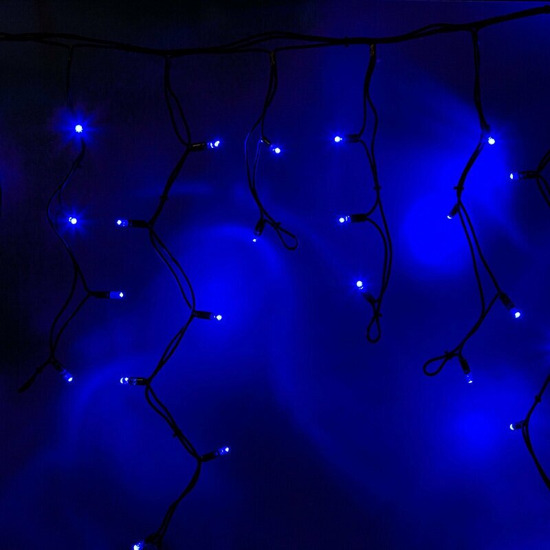 Светодиодная гирлянда "Бахрома" Neon-night 5.6х0.9 м, 240 синих светодиодов, постоянное свечение, черный каучуковый провод