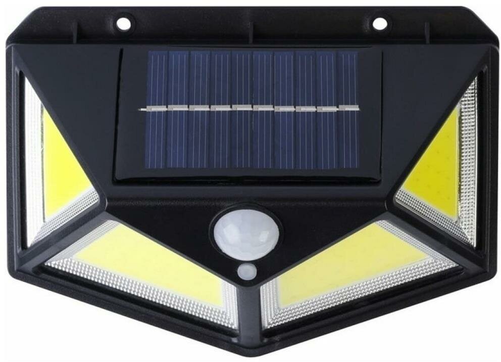 Настенный светильник 10 Вт COB, на солнечных батареях, с датчиком движения, черный - фотография № 5