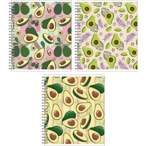 Тетрадь 60л, А5, в клетку, на спирали, обложка картон, Авокадо,13104/3, Green Island,3 шт