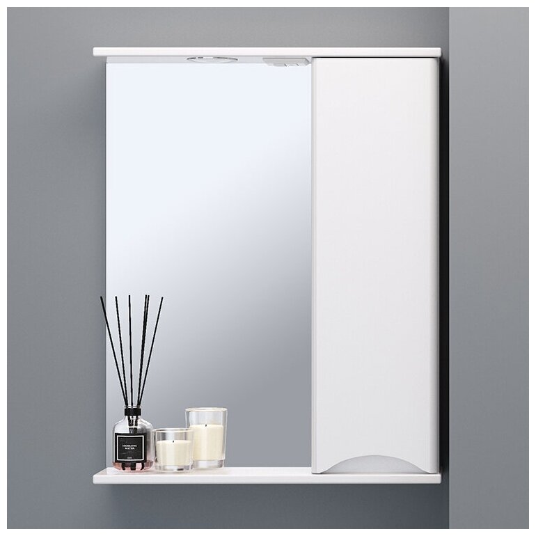 Зеркало шкаф для ванной / Runo / Афина 60 / эмаль / белый /правый - фотография № 9