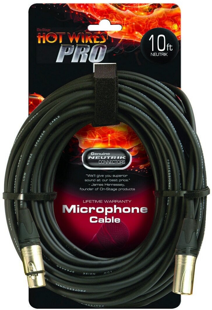 ONSTAGE MC-10NN - микрофонный кабель XLR(папа) <-> XLR(мама), разъемы ( Neutrik) , длина 3.05м.