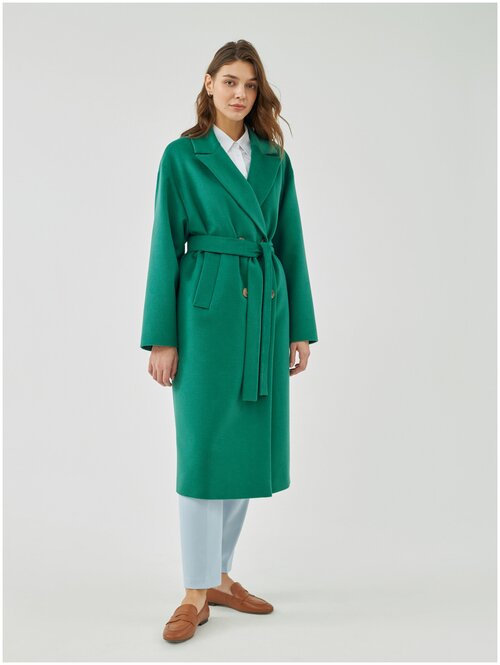 Пальто-халат  Pompa демисезонное, шерсть, силуэт прямой, удлиненное, размер 48/170, зеленый
