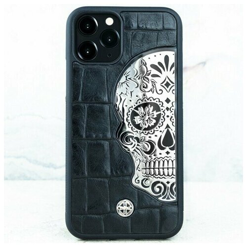 Mexican Katrina's Skull Croc Leather Black