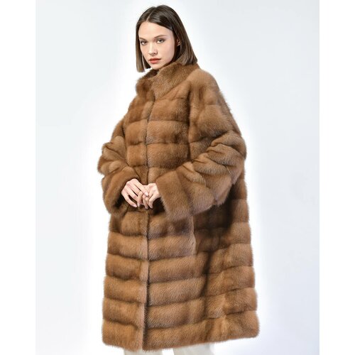 Пальто Skinnwille, норка, оверсайз, размер 46, коричневый