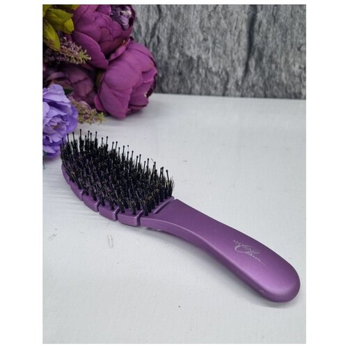 Длинная массажная гибкая расческа Milen Classic для укладки волос расческа, фиолетовый
