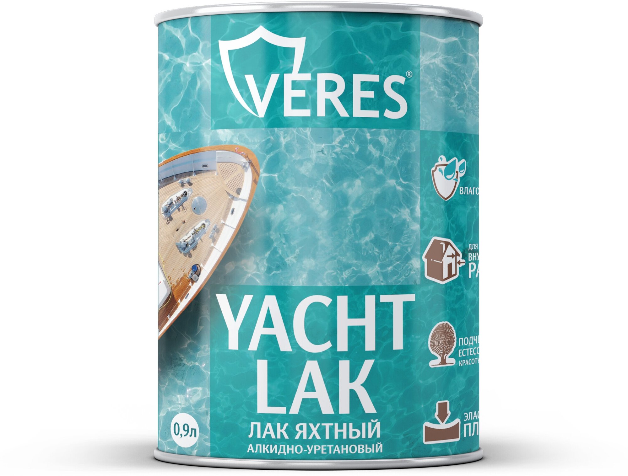 Лак яхтный Veres, алкидно-уретановый, глянцевый, 0,9 л