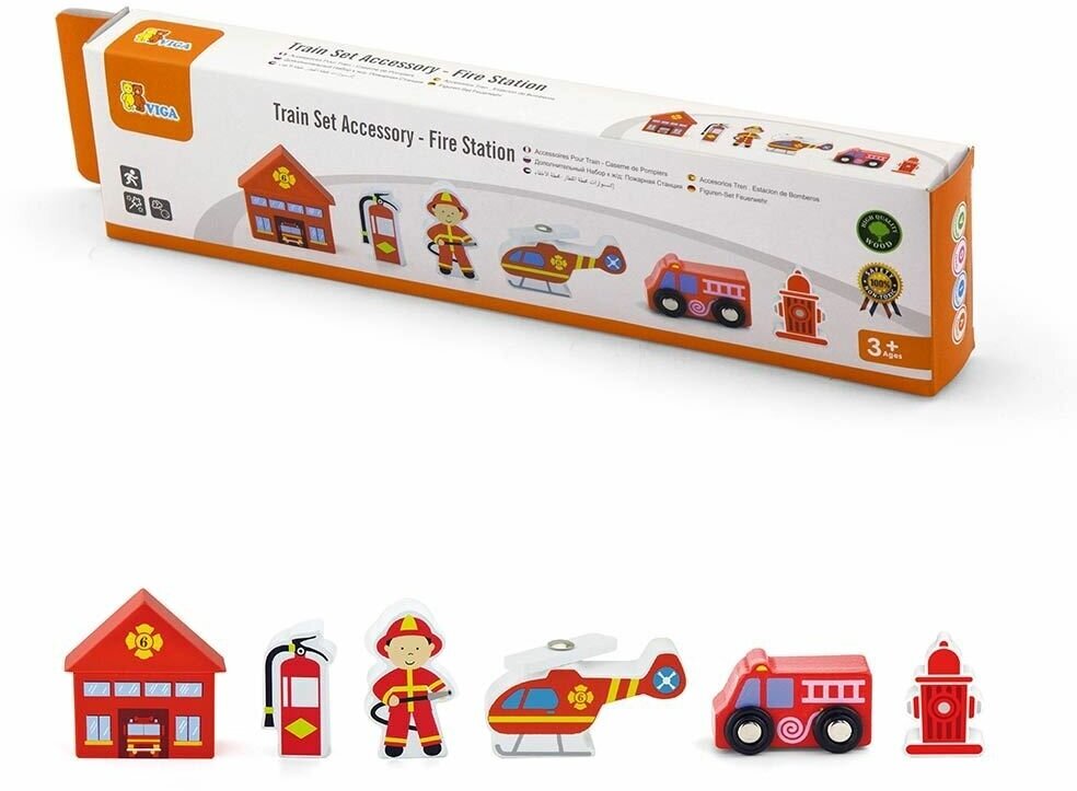 Игровой набор к железной дороге Viga Toys Пожарная станция (50815) - фото №2