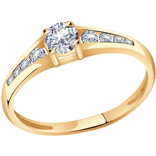 фото Золотое кольцо aquamarine 660811 с фианитом diamant-online