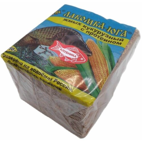 Жмых кукурузный рыболовный макуха Лакомка-Юга (20кубиков) со вкусом - клубника