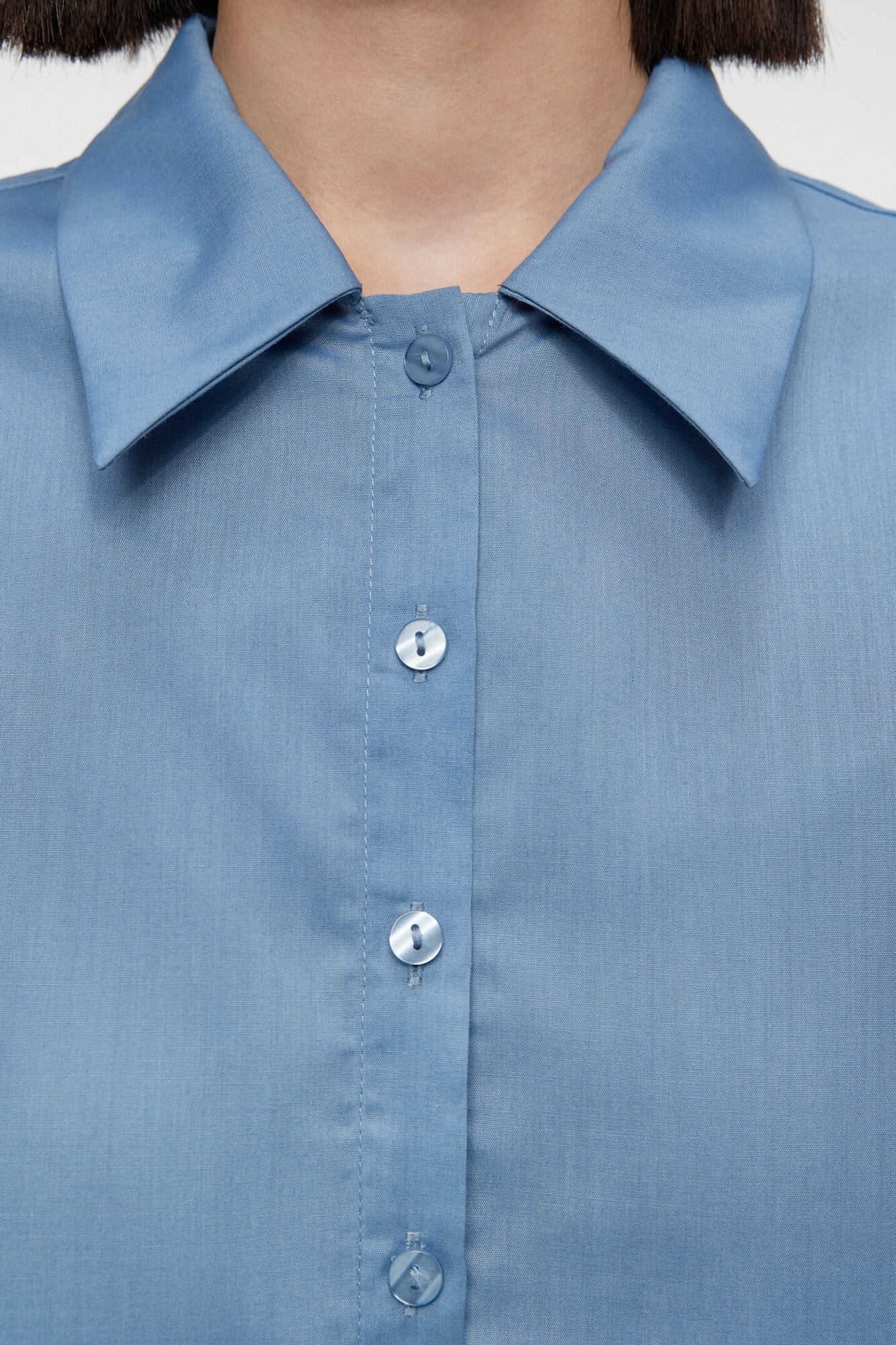 Рубашка oversize домашняя женская Befree Рубашка oversize домашняя с широкими манжетами 2326421004-40-S синий размер S - фотография № 5