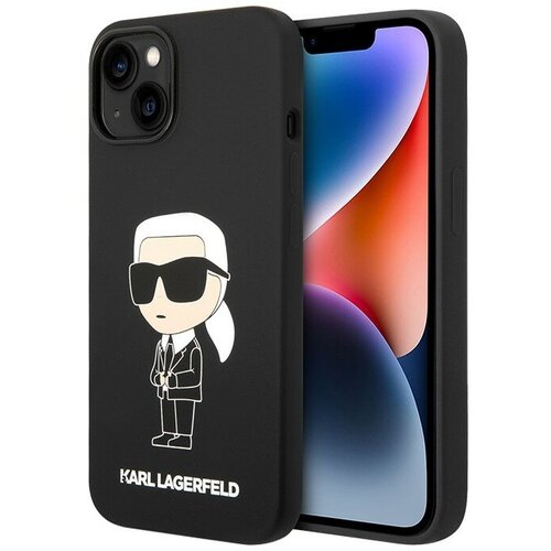 Karl Lagerfeld для iPhone 15 Plus чехол Liquid silicone NFT Karl Ikonik Hard Black