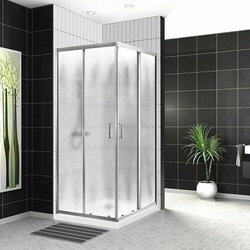 Душевой уголок BelBagno UNO-195-A-2-90-CH-CR 90x90, профиль хром, стекло шиншилла душевой уголок belbagno uno 195 a 2 90 ch cr 90x90 стекло шиншилла