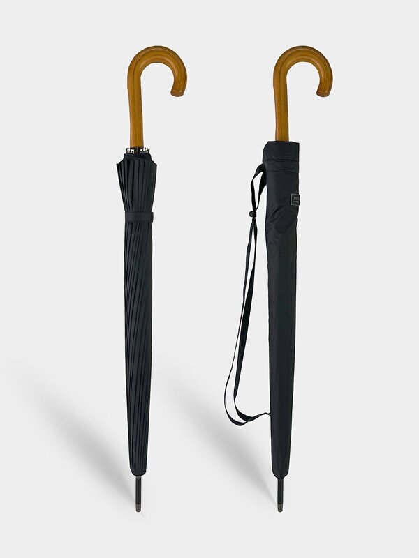 Зонт-трость Diniya, полуавтомат, 2 сложения, купол 120 см., 24 спиц, деревянная ручка, система «антиветер», чехол в комплекте, для мужчин
