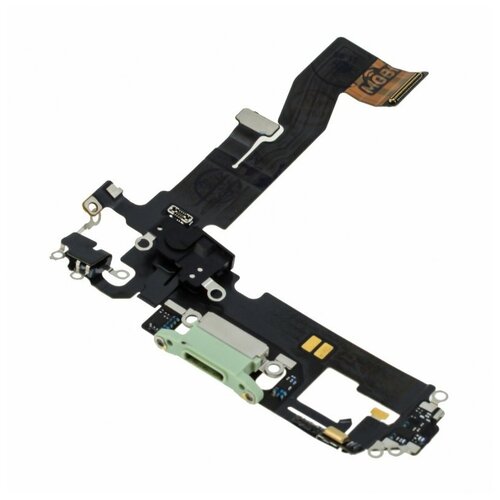 Шлейф для Apple iPhone 12 / iPhone 12 Pro + разъем зарядки/гарнитуры + микрофон, зеленый, AA