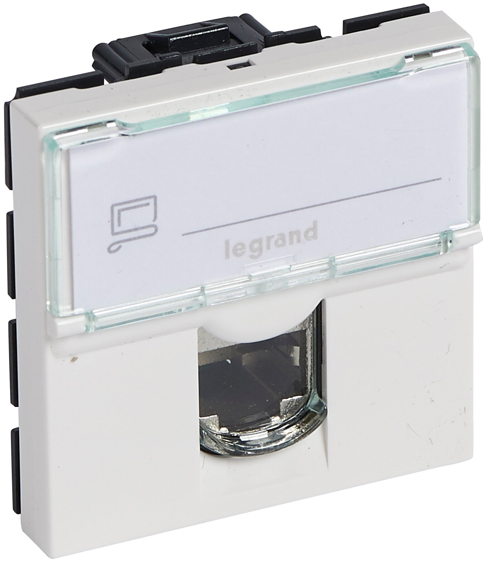 Mosaic 076554 Розетка компьютерная (RJ45, Cat.5E, UTP, под рамку, скрытая установка, 2 модуля, белая) Legrand - фото №2