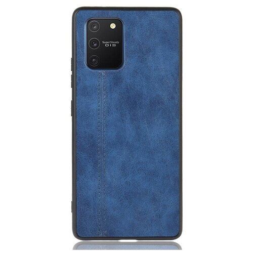 фото Чехол mypads для samsung galaxy s10 lite / samsung galaxy a91 из качественного износостойкого силикона с декоративным дизайном под кожу с тиснением синий