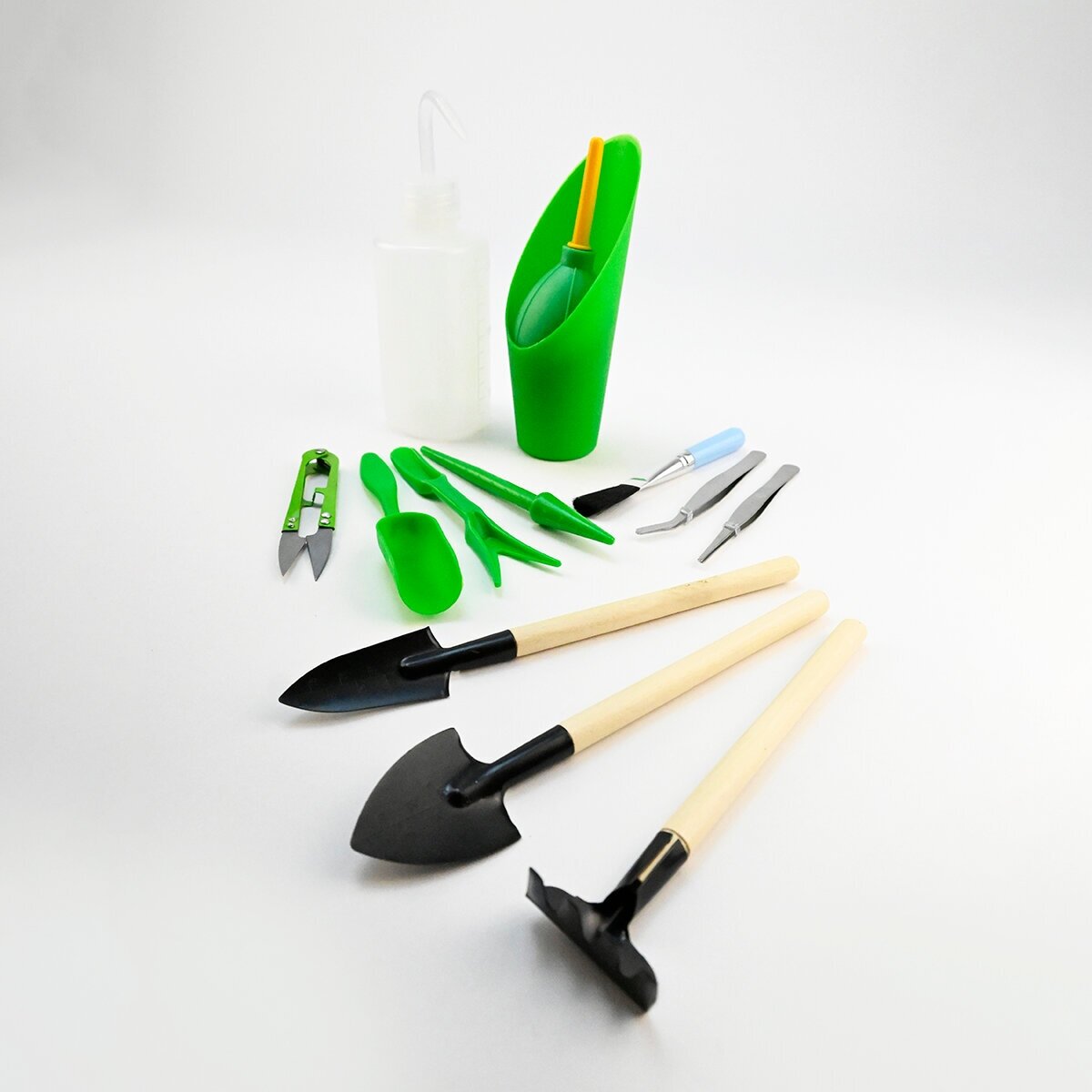 Набор садовых инструментов для комнатных растений, рассады 13 предметов зеленый - фотография № 7
