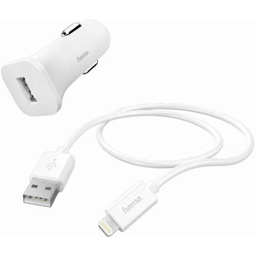 Зарядное устройство Hama H-183291 1A кабель Apple Lightning белый