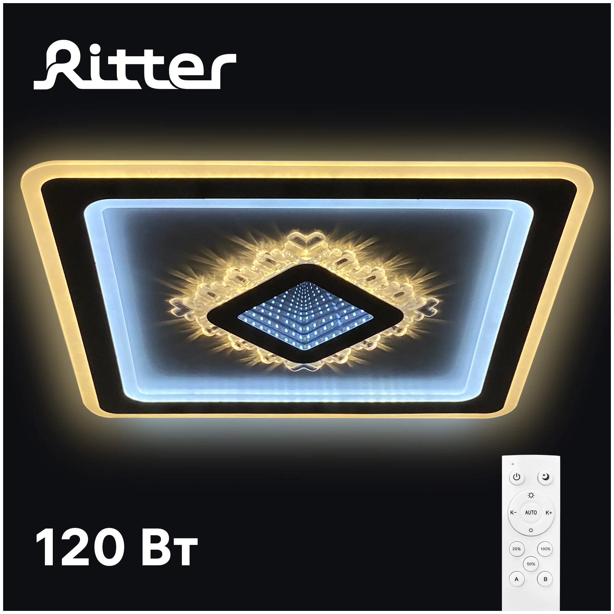 Люстра RITTER 52367 3 CLL-52367/120W 120 Вт, черный/белый - фотография № 1