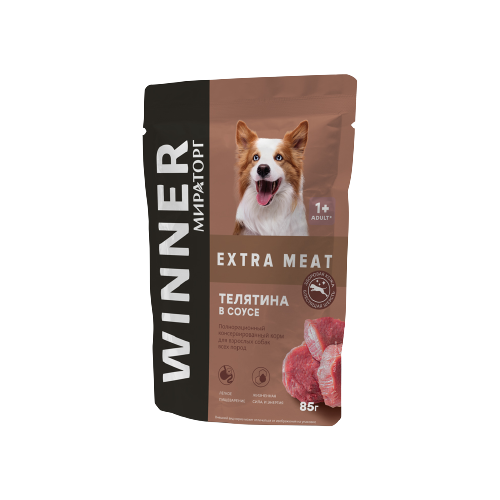 Влажный корм для собак Мираторг Extra Meat с говядиной в соусе 1 уп. х 24 шт. х 85 г (для мелких пород)