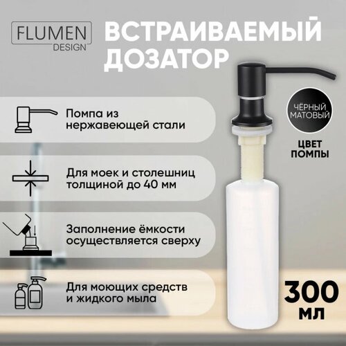 Дозатор для моющего средства FLUMEN DESIGN Rimini 300 мл черный матовый