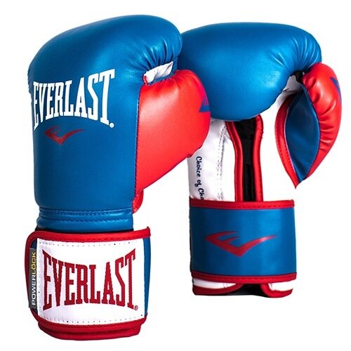 Боксерские перчатки тренировочные Everlast Powerlock PU - Синий/Красный (10 oz)
