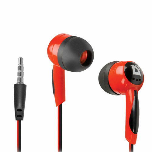 Наушники DEFENDER Basic 604 проводные 11 м вкладыши черные с красным 63605 упаковка 2 шт 56800₽