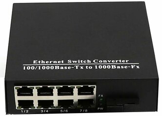 Медиаконвертер 8-и канальный оптический гигабитный 10/100/1000 Мбит/с блок питания POE009