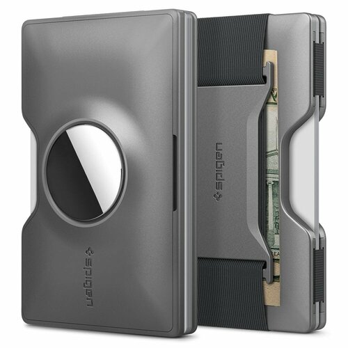 Картхолдер SPIGEN для AirTag - Wallet S Card Holder - Серый - AMP02303 credit card holder with double id window wallet rfid blocking automatic pop up card wallet