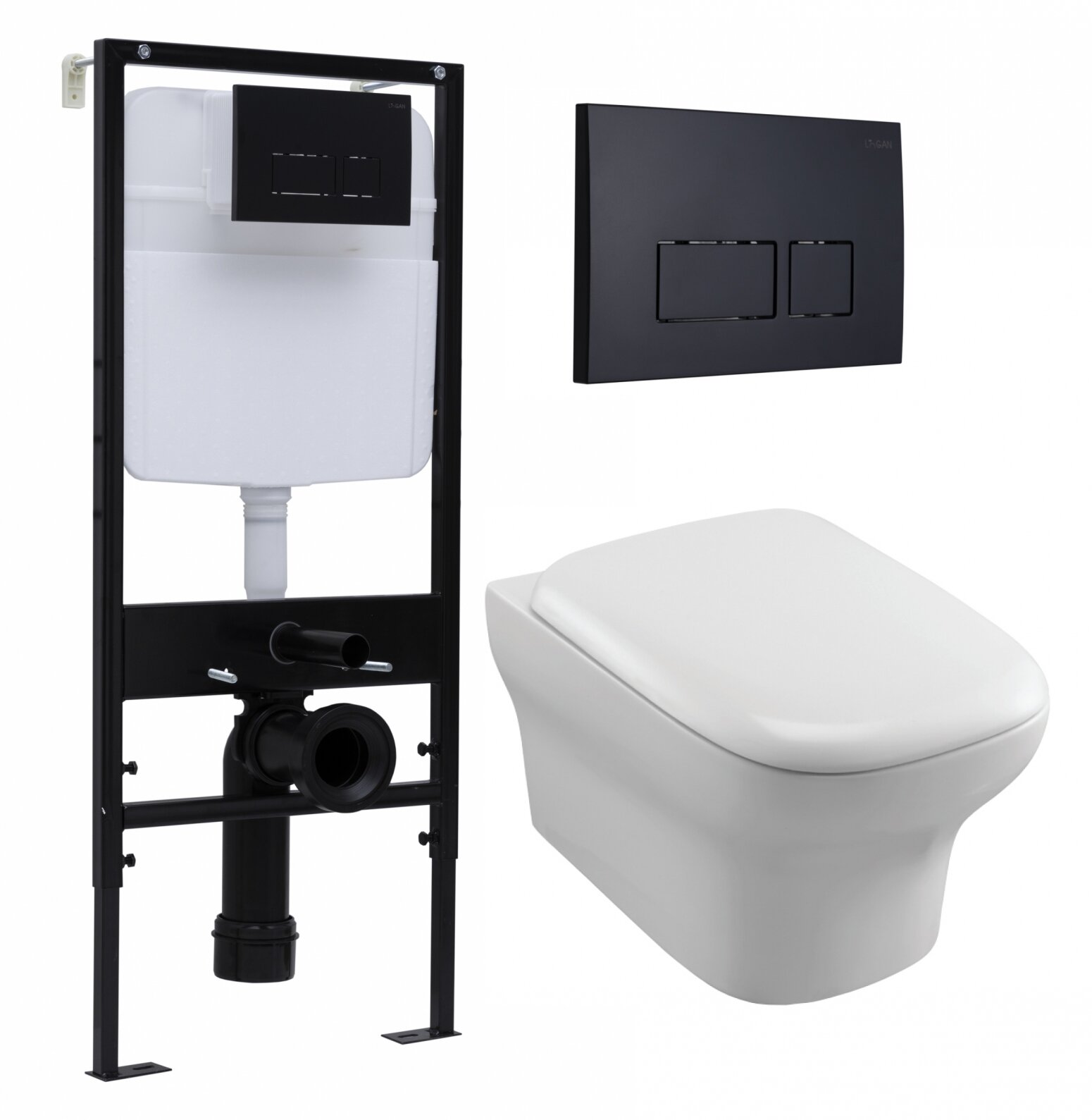 фото Комплект 3 в 1 инсталляция Logan H1067-1170 297674 + Унитаз подвесной Jacob Delafon Vox EDM102-00 + кнопка черная матовая