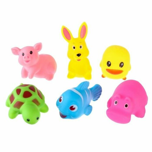 Набор резиновых игрушек для ванны Малыши 6 шт с пищалкой Крошка Я 707₽