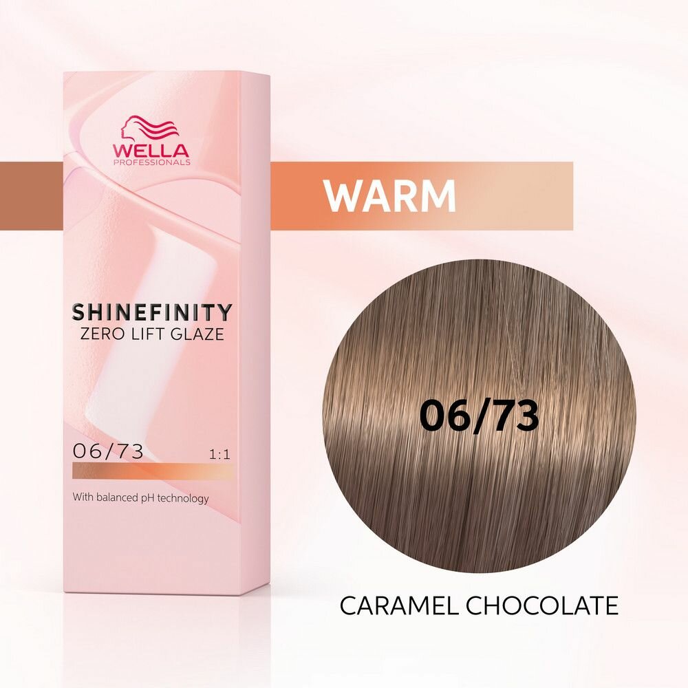 Гель-крем краска для тонирования и блеска без осветления Wella Professionals Shinefinity 06/73 Карамель Шоколад 60 мл